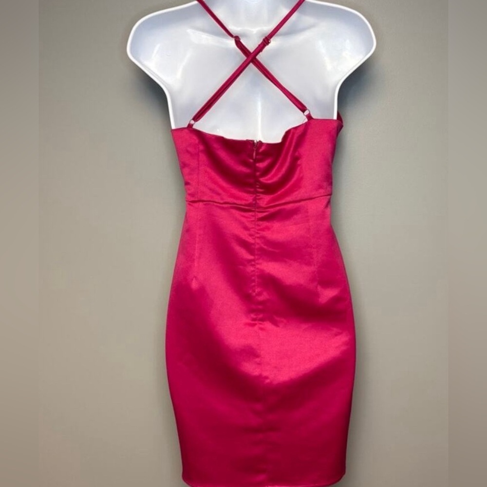 NWT Superdown Vibrant Pink satin mini dress - Picture 2 of 6